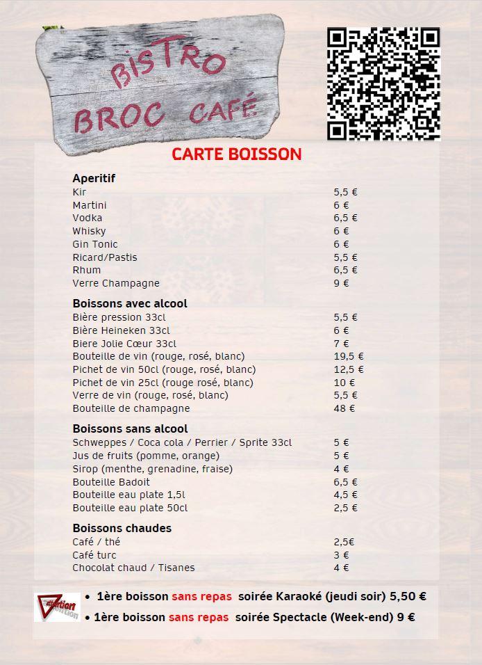 Menu Boissons 2026 Février